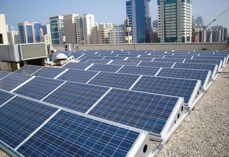 Solar panel installation for commercial building